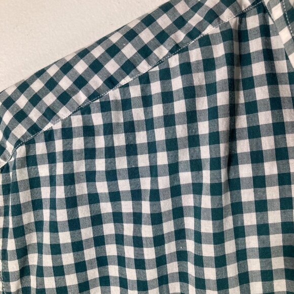 Mens Brooks Brothers Gingham Button Shirt Green White Cotton 16 1/2 Long Sleeve - Picture 7 of 11